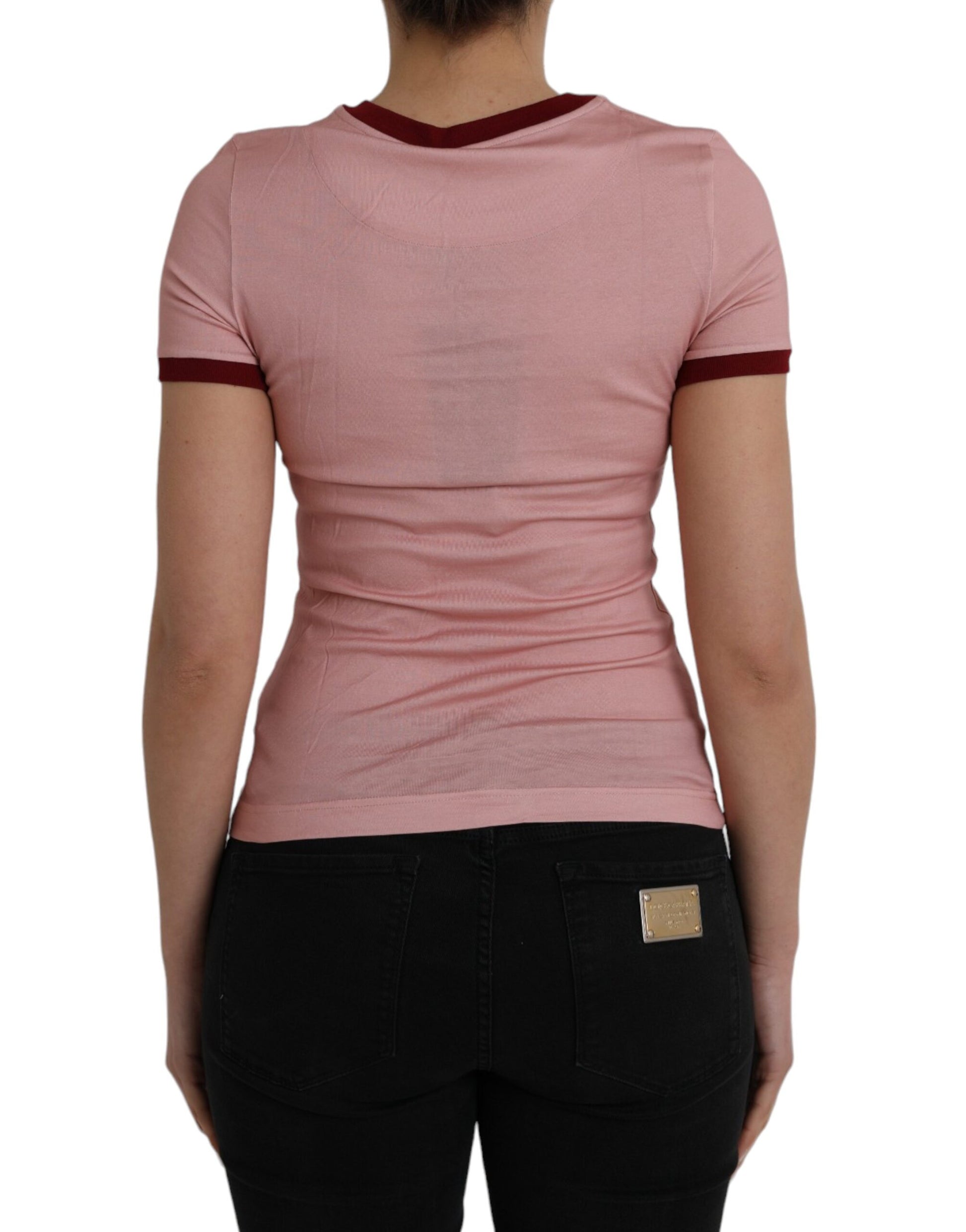 Dolce & Gabbana Pink Cotton Short Sleeves Crew Neck T-shirt by Dolce & Gabbana