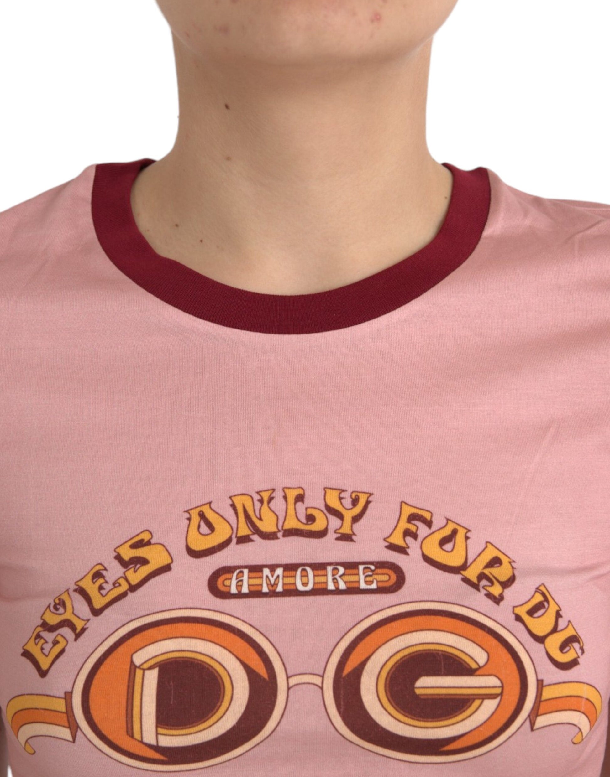 Dolce & Gabbana Pink Cotton Short Sleeves Crew Neck T-shirt by Dolce & Gabbana