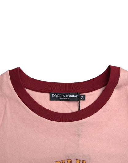 Dolce & Gabbana Pink Cotton Short Sleeves Crew Neck T-shirt by Dolce & Gabbana