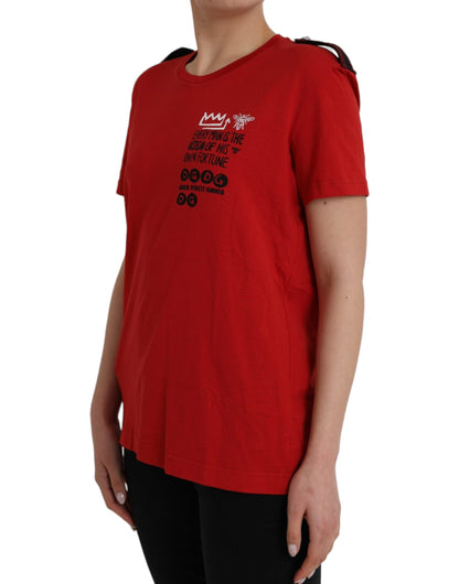 Dolce & Gabbana Red Cotton Graphic Print Crew Neck T-shirt by Dolce & Gabbana