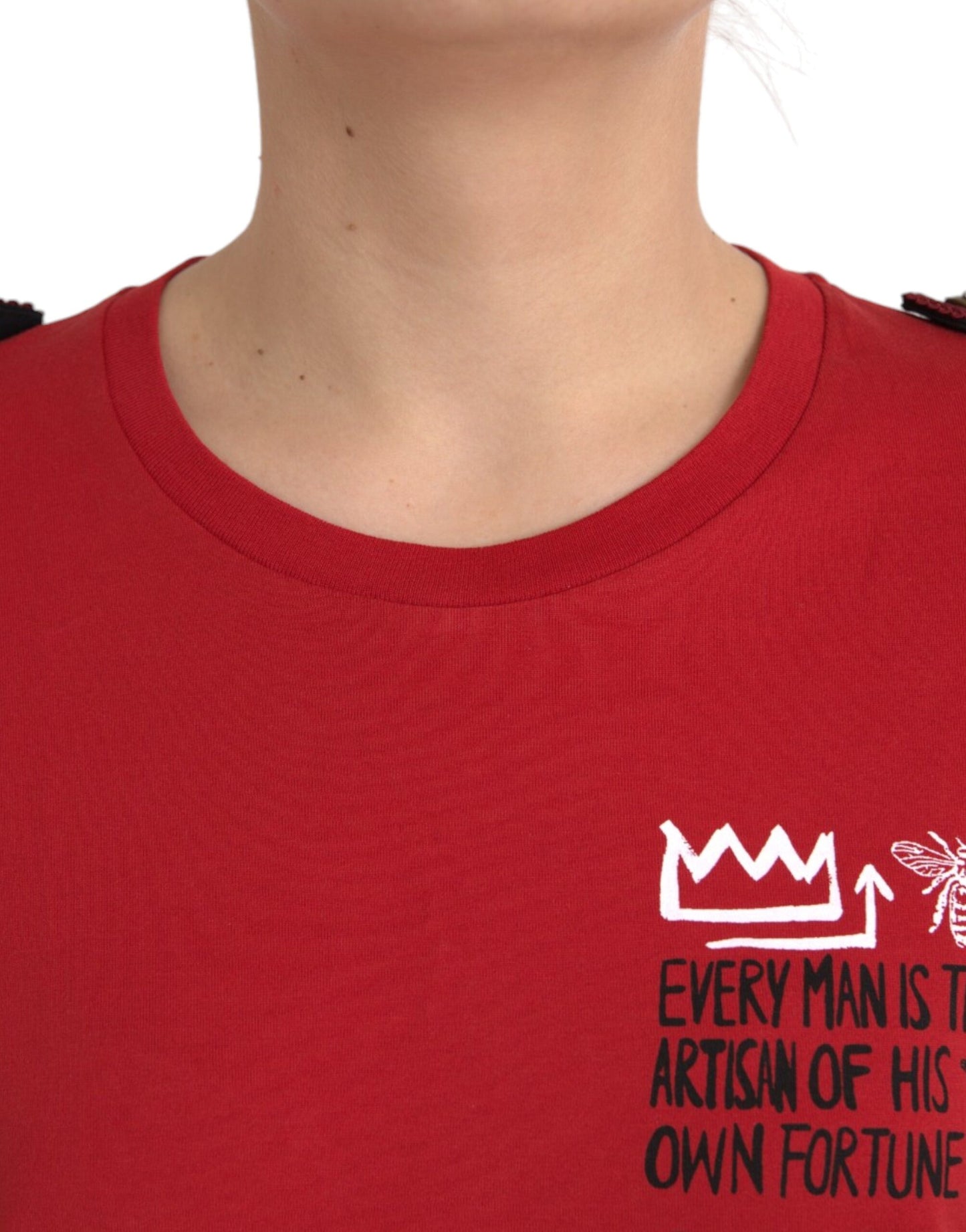 Dolce & Gabbana Red Cotton Graphic Print Crew Neck T-shirt by Dolce & Gabbana