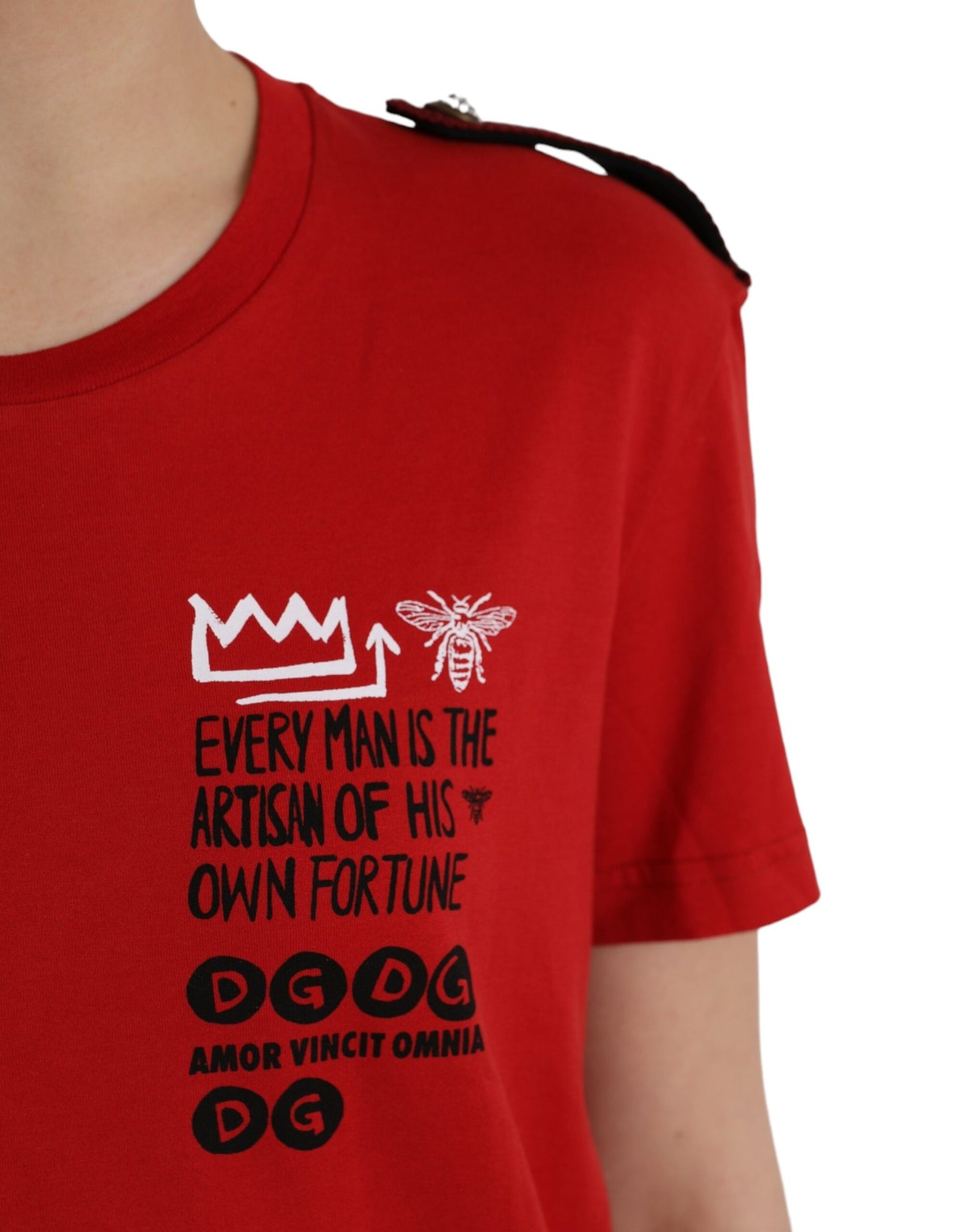 Dolce & Gabbana Red Cotton Graphic Print Crew Neck T-shirt by Dolce & Gabbana