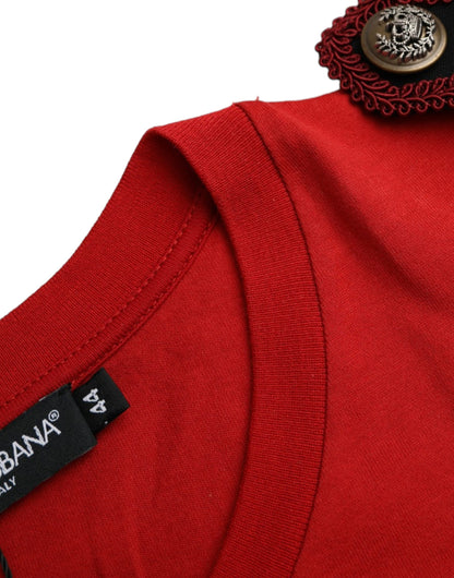 Dolce & Gabbana Red Cotton Graphic Print Crew Neck T-shirt by Dolce & Gabbana