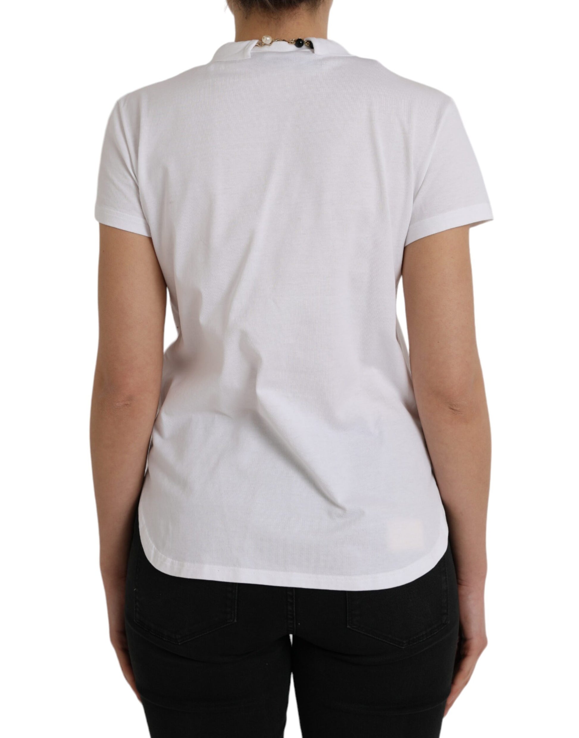 Dolce & Gabbana White Cotton Necklace Short Sleeves T-shirt by Dolce & Gabbana