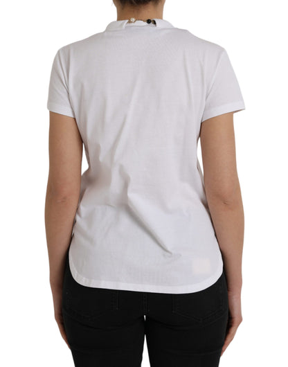 Dolce & Gabbana White Cotton Necklace Short Sleeves T-shirt by Dolce & Gabbana