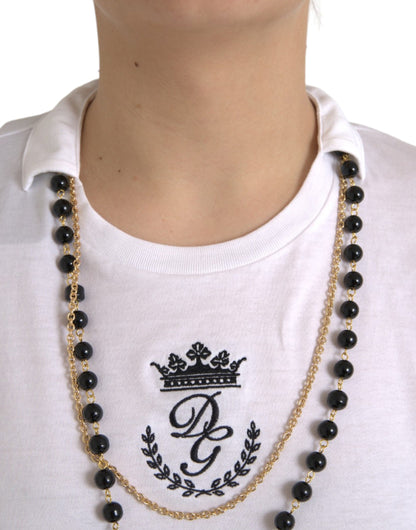 Dolce & Gabbana White Cotton Necklace Short Sleeves T-shirt by Dolce & Gabbana