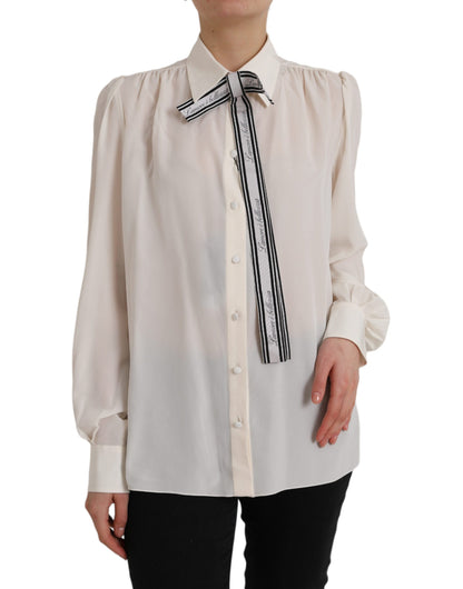 Dolce & Gabbana Off White Long Sleeve Button Down Blouse Top by Dolce & Gabbana