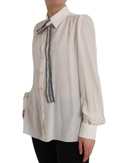 Dolce & Gabbana Off White Long Sleeve Button Down Blouse Top by Dolce & Gabbana