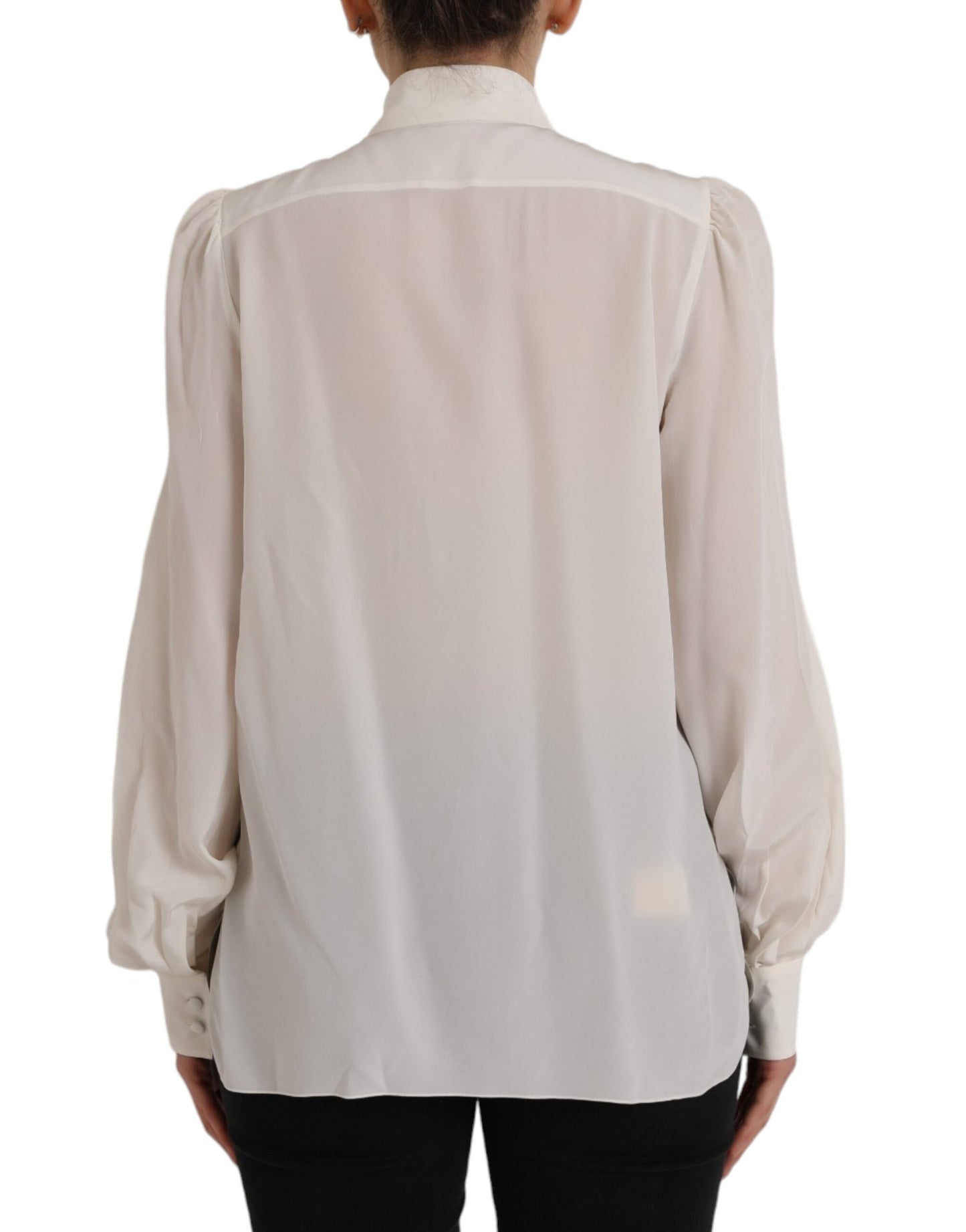 Dolce & Gabbana Off White Long Sleeve Button Down Blouse Top by Dolce & Gabbana