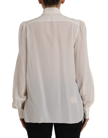 Dolce & Gabbana Off White Long Sleeve Button Down Blouse Top by Dolce & Gabbana