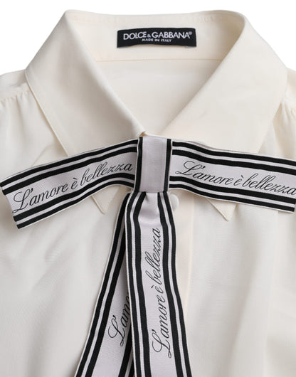 Dolce & Gabbana Off White Long Sleeve Button Down Blouse Top by Dolce & Gabbana