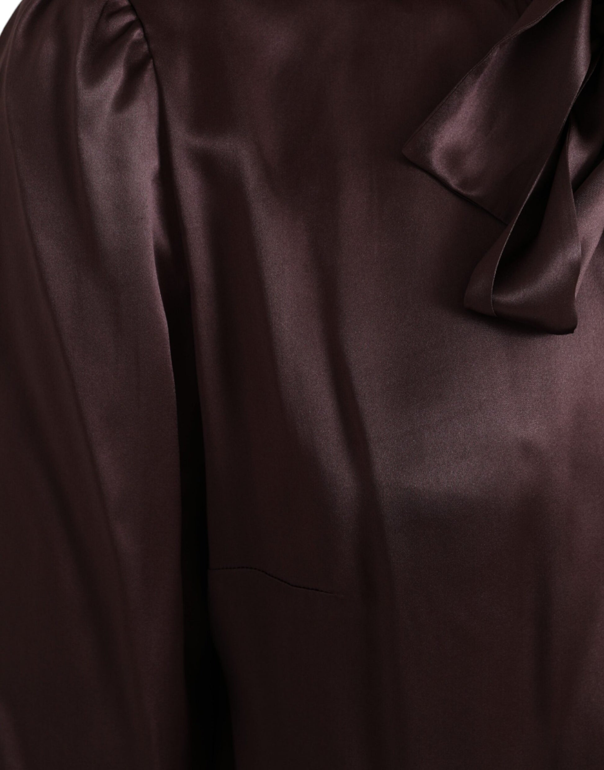 Dolce & Gabbana Brown Ascot Collar Long Sleeve Top Blouse by Dolce & Gabbana