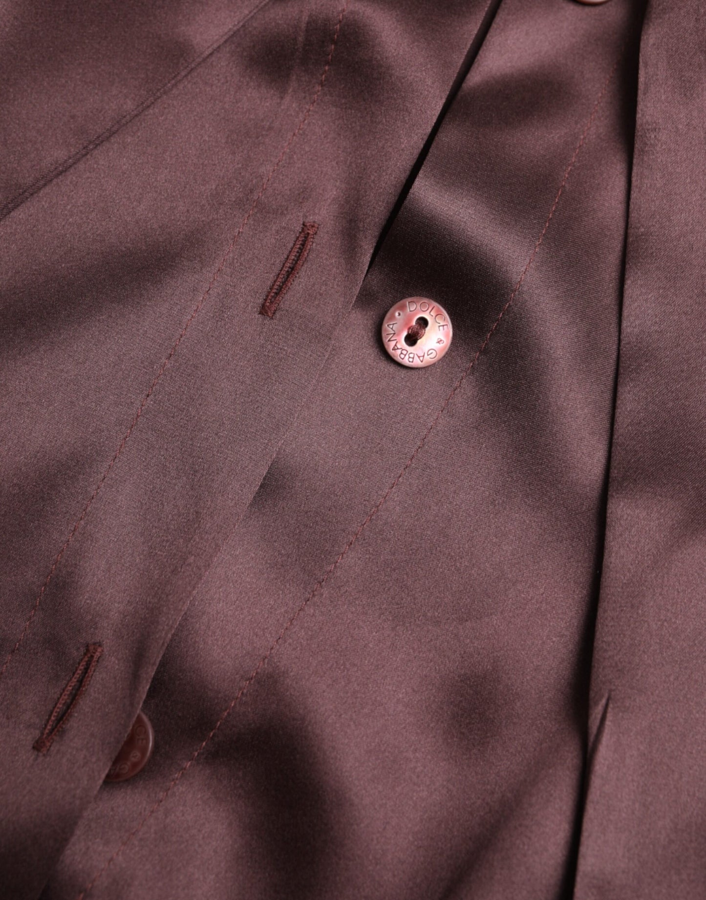Dolce & Gabbana Brown Ascot Collar Long Sleeve Top Blouse by Dolce & Gabbana