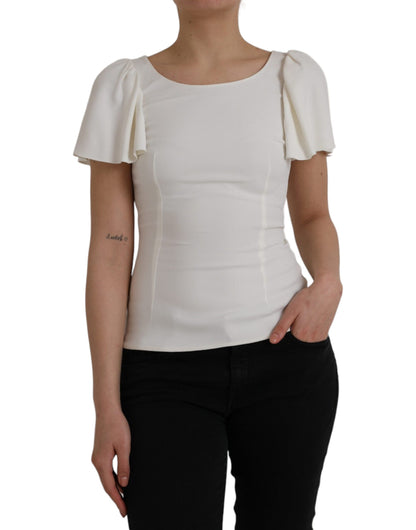 Dolce & Gabbana White Viscose Round Neck Short Sleeves Top by Dolce & Gabbana
