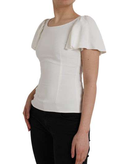 Dolce & Gabbana White Viscose Round Neck Short Sleeves Top by Dolce & Gabbana