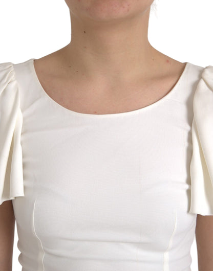 Dolce & Gabbana White Viscose Round Neck Short Sleeves Top by Dolce & Gabbana