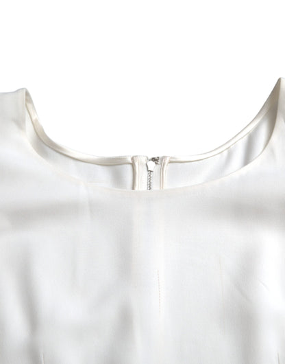 Dolce & Gabbana White Viscose Round Neck Short Sleeves Top by Dolce & Gabbana