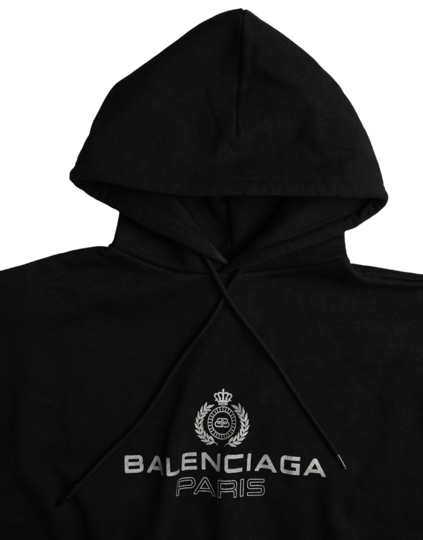 Pull-over à capuche en coton noir avec logo Balenciaga