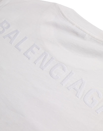 T-shirt à manches courtes et col ras du cou en coton blanc Balenciaga