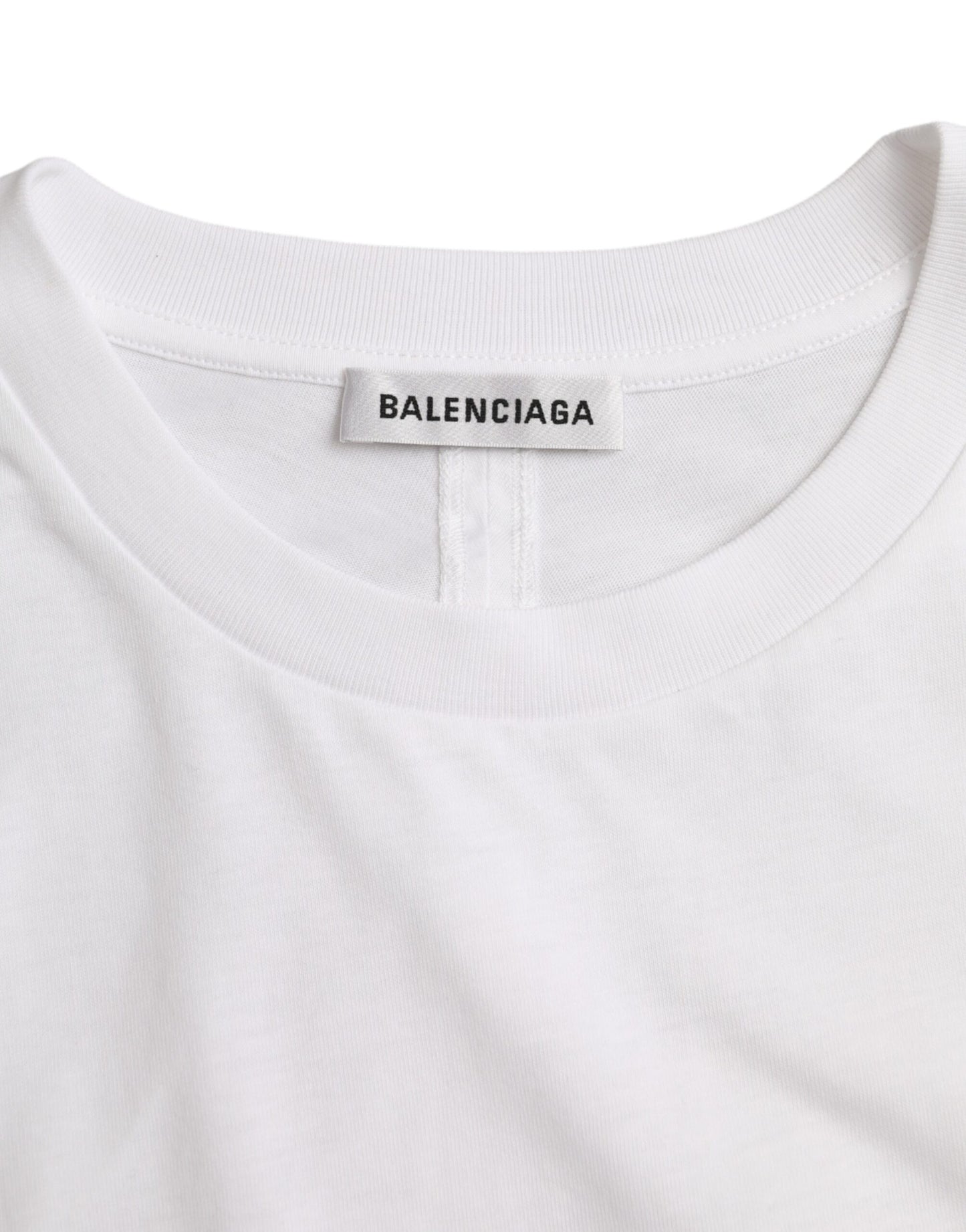T-shirt à manches courtes et col ras du cou en coton blanc Balenciaga