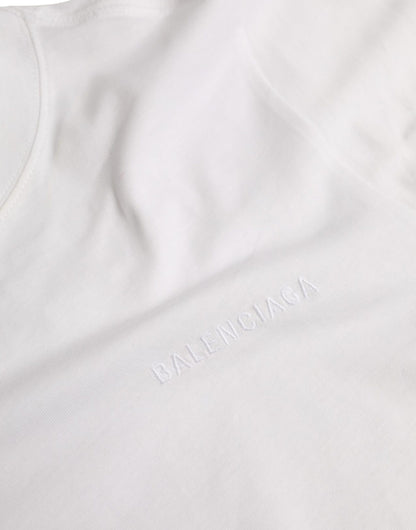 T-shirt à manches courtes et col ras du cou en coton blanc Balenciaga