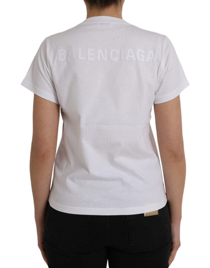 T-shirt Balenciaga blanc en coton à col ras du cou et manches courtes