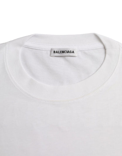 T-shirt Balenciaga blanc en coton à col ras du cou et manches courtes