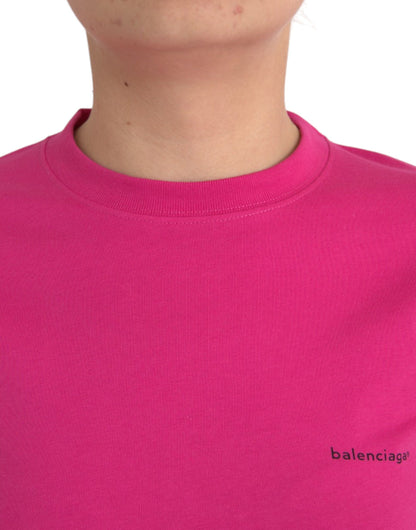 T-shirt Balenciaga en coton rose à col ras du cou et manches courtes