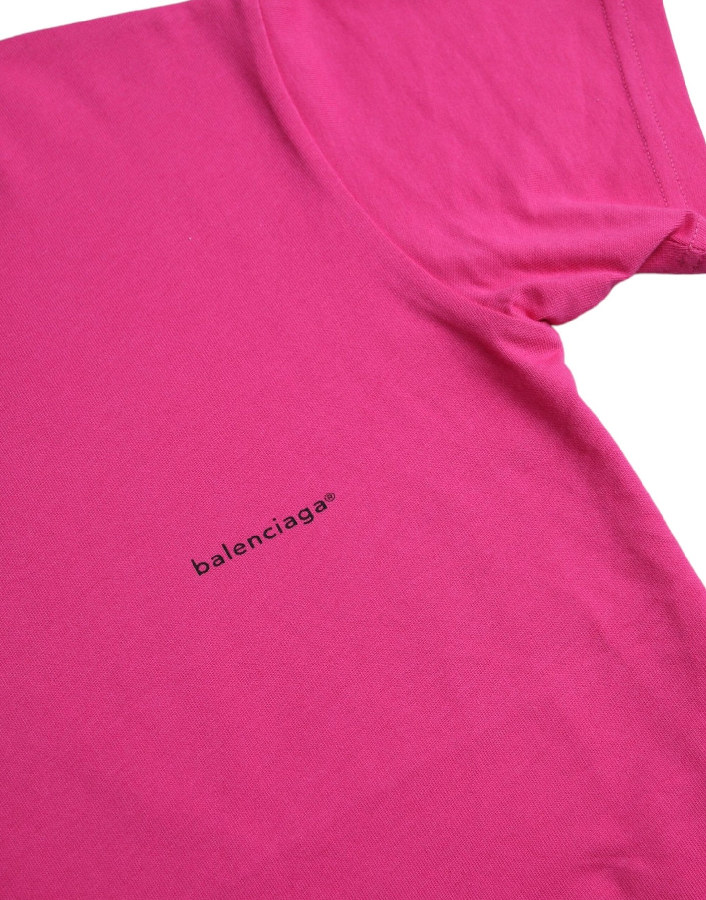 T-shirt Balenciaga en coton rose à col ras du cou et manches courtes