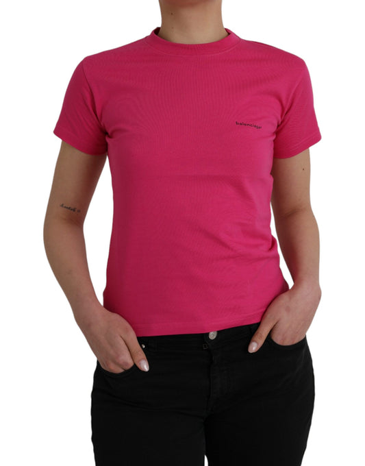 T-shirt Balenciaga en coton rose à col ras du cou et manches courtes