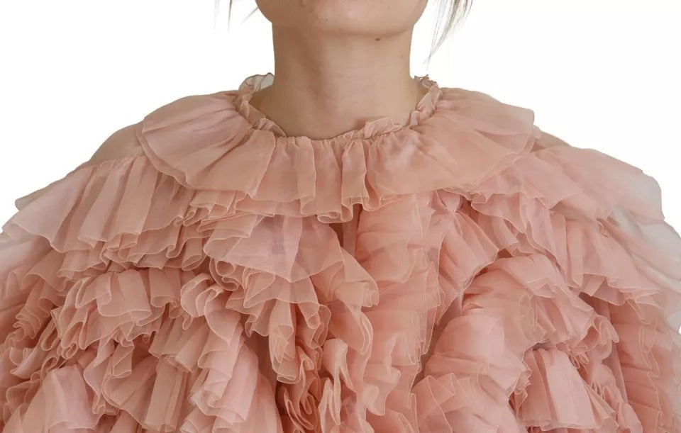 Dolce & Gabbana Pink Ruffles Long Sleeves Pullover Sweater by Dolce & Gabbana