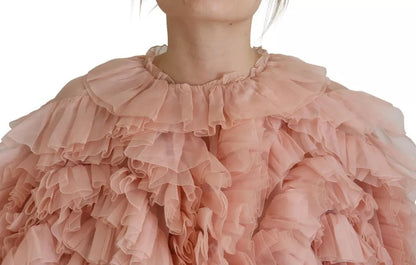 Dolce & Gabbana Pink Ruffles Long Sleeves Pullover Sweater by Dolce & Gabbana