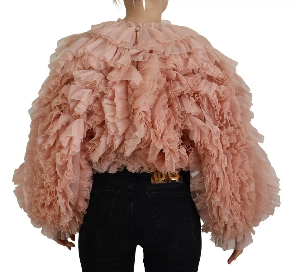 Dolce & Gabbana Pink Ruffles Long Sleeves Pullover Sweater by Dolce & Gabbana