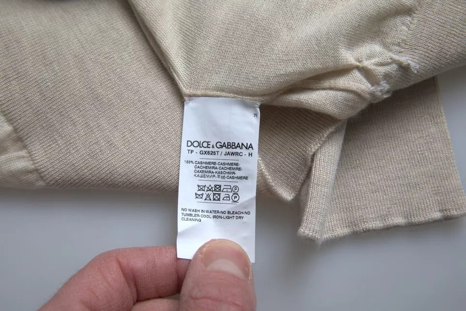 Dolce & Gabbana Pullover Beige Cashmere Turtleneck Sweater by Dolce & Gabbana