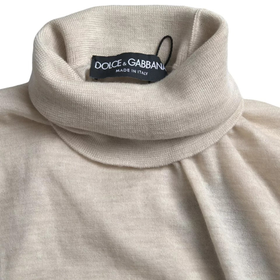 Dolce & Gabbana Pullover Beige Cashmere Turtleneck Sweater by Dolce & Gabbana