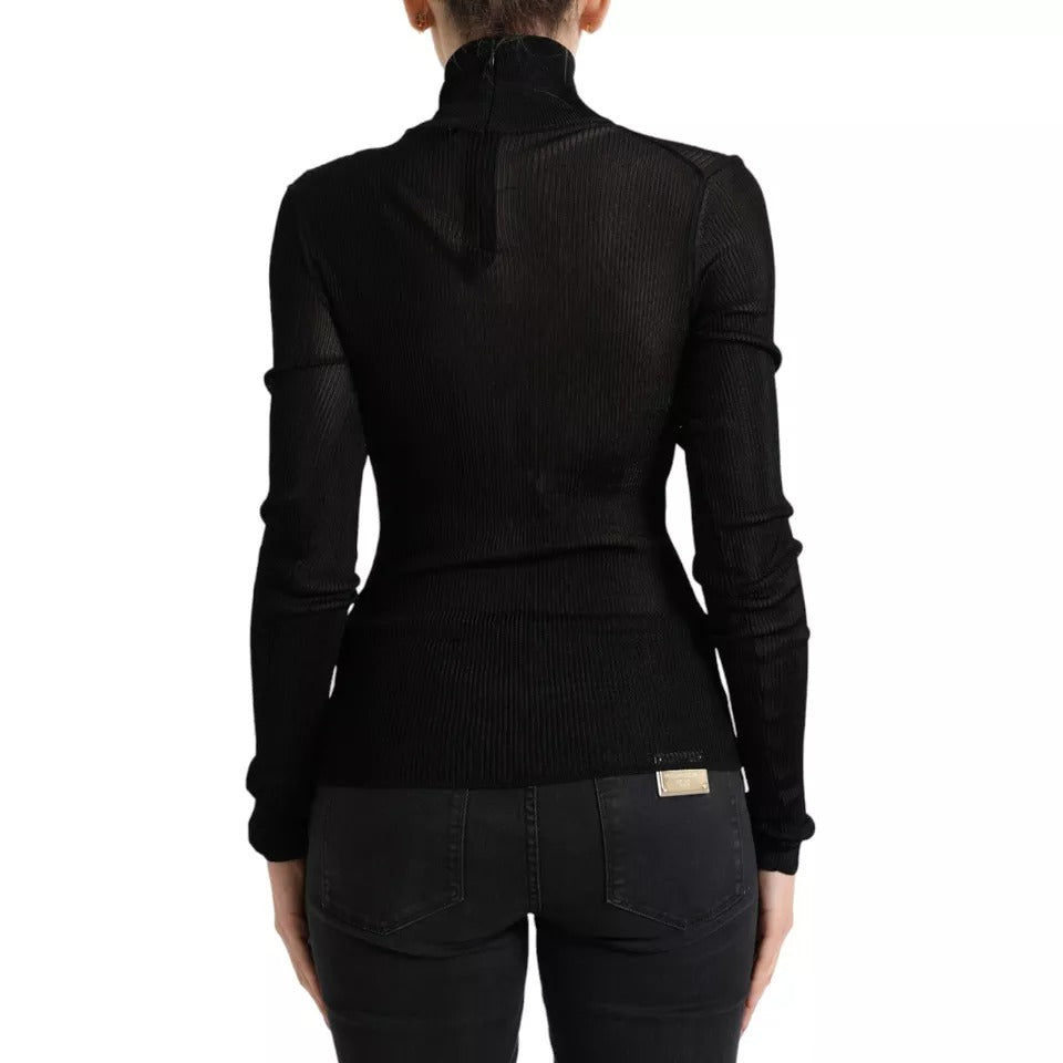 Dolce & Gabbana Black Viscose Turtle Neck Pullover Sweater by Dolce & Gabbana