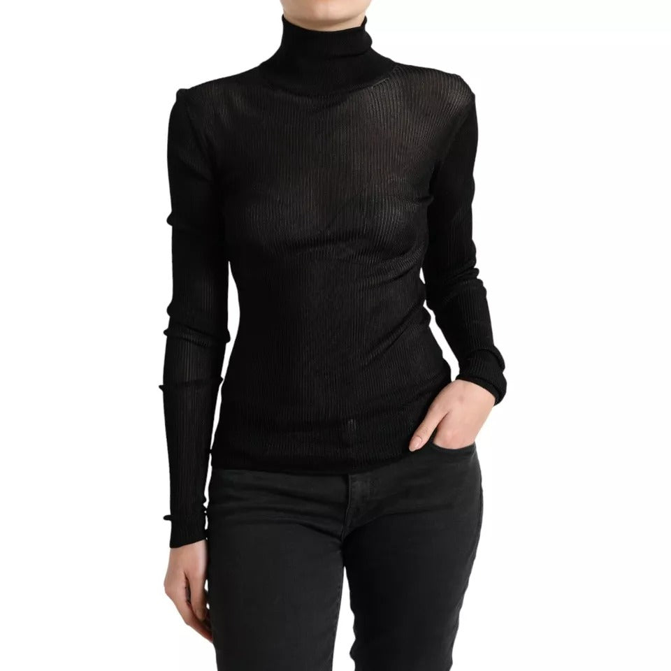 Dolce & Gabbana Black Viscose Turtle Neck Pullover Sweater by Dolce & Gabbana