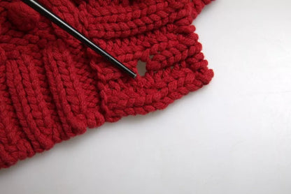 Dolce & Gabbana Red Wool Knit Button Down Cardigan Sweater by Dolce & Gabbana