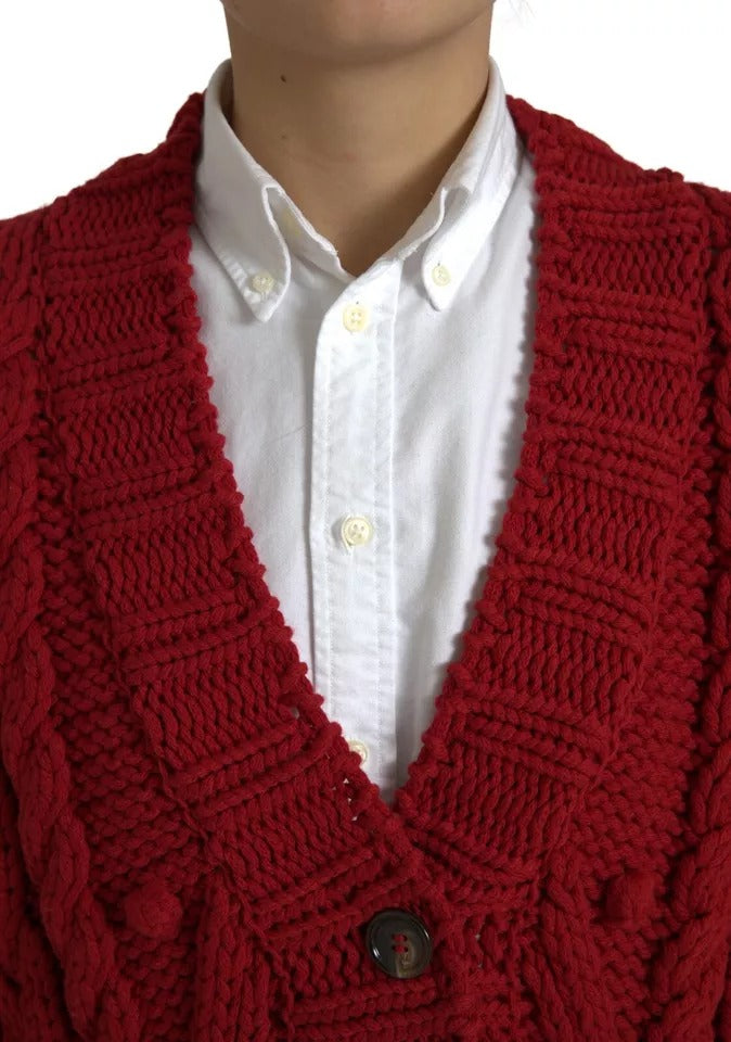 Dolce & Gabbana Red Wool Knit Button Down Cardigan Sweater by Dolce & Gabbana