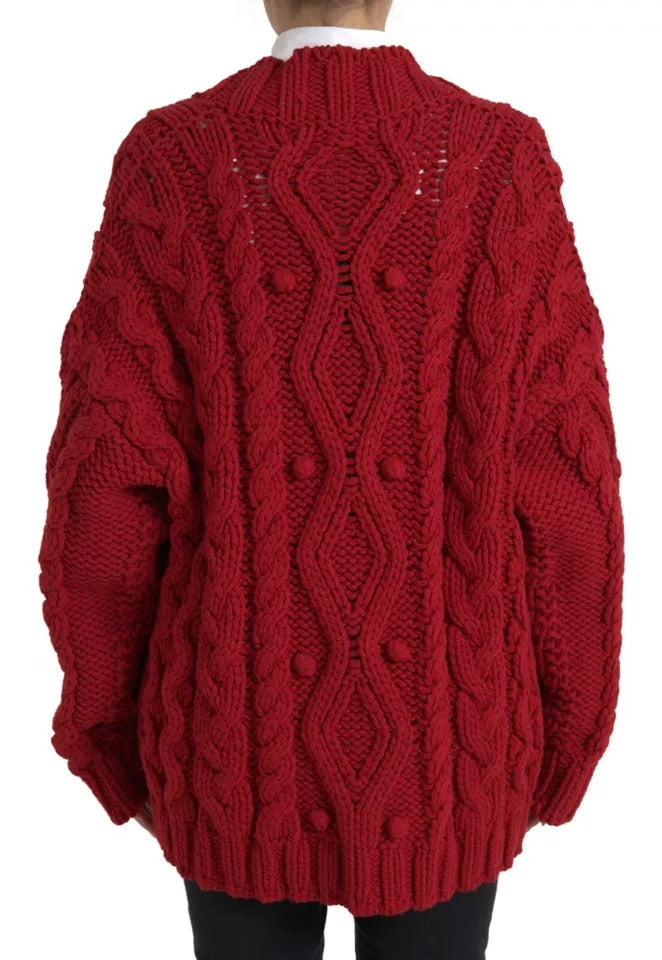 Dolce & Gabbana Red Wool Knit Button Down Cardigan Sweater by Dolce & Gabbana