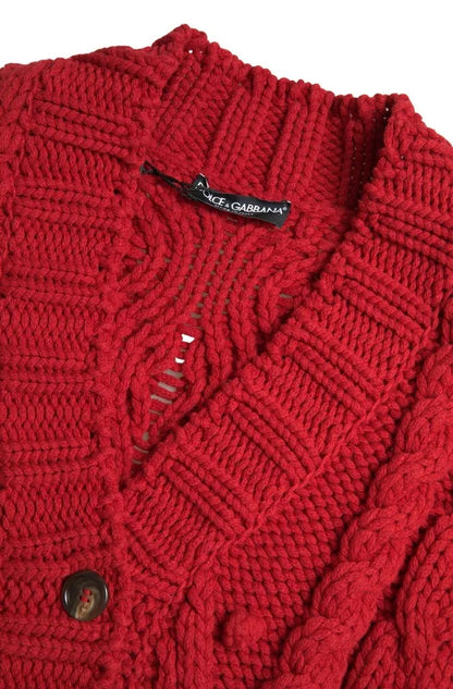 Dolce & Gabbana Red Wool Knit Button Down Cardigan Sweater by Dolce & Gabbana
