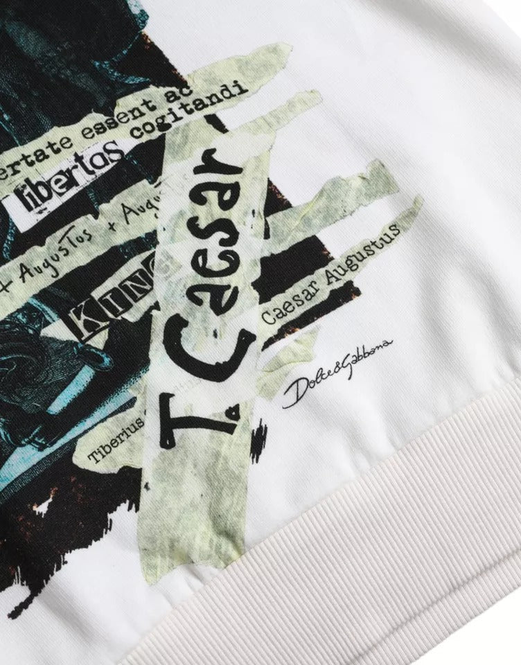 Dolce & Gabbana White Caesar Cotton Hooded Pullover Sweater by Dolce & Gabbana