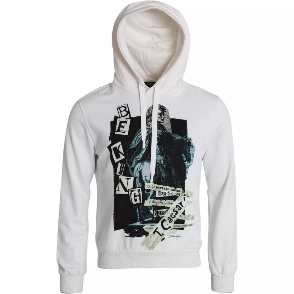 Dolce & Gabbana White Caesar Cotton Hooded Pullover Sweater by Dolce & Gabbana