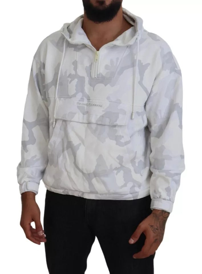 Dolce & Gabbana White Camouflage Hooded Sweatshirt Sweater by Dolce & Gabbana