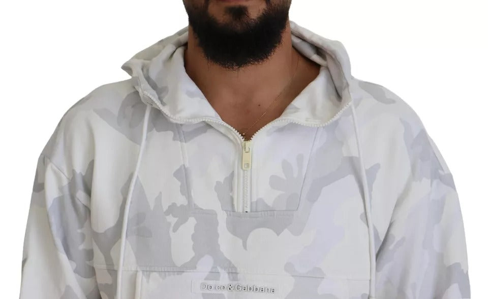 Dolce & Gabbana White Camouflage Hooded Sweatshirt Sweater by Dolce & Gabbana