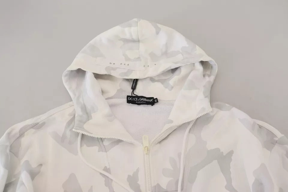 Dolce & Gabbana White Camouflage Hooded Sweatshirt Sweater by Dolce & Gabbana