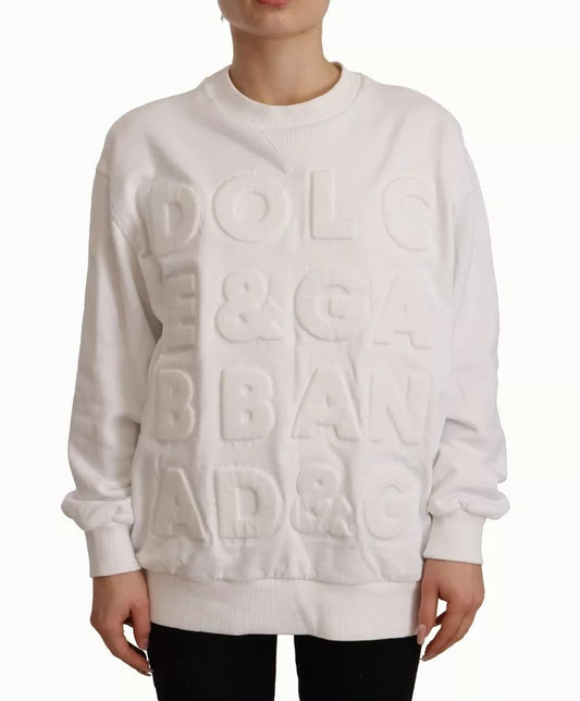 Dolce & Gabbana White Logo Embossed Cotton Sweatshirt Sweater by Dolce & Gabbana