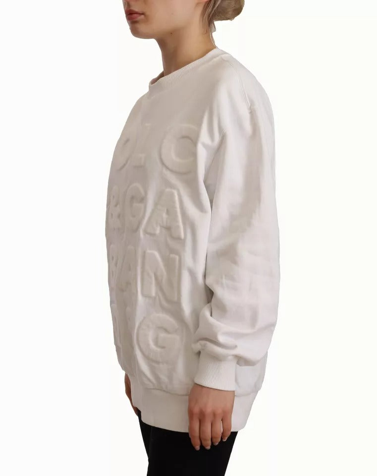 Dolce & Gabbana White Logo Embossed Cotton Sweatshirt Sweater by Dolce & Gabbana