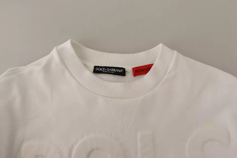 Dolce & Gabbana White Logo Embossed Cotton Sweatshirt Sweater by Dolce & Gabbana