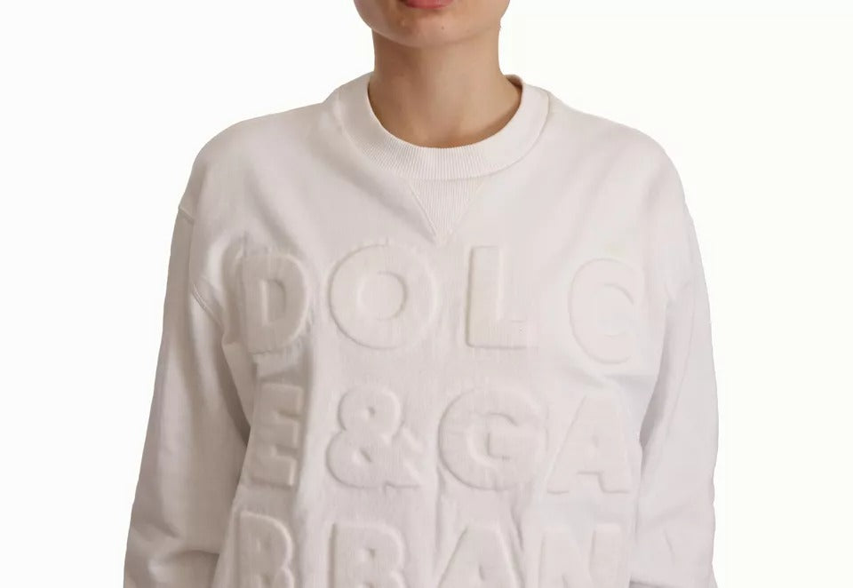 Dolce & Gabbana White Logo Embossed Cotton Sweatshirt Sweater by Dolce & Gabbana
